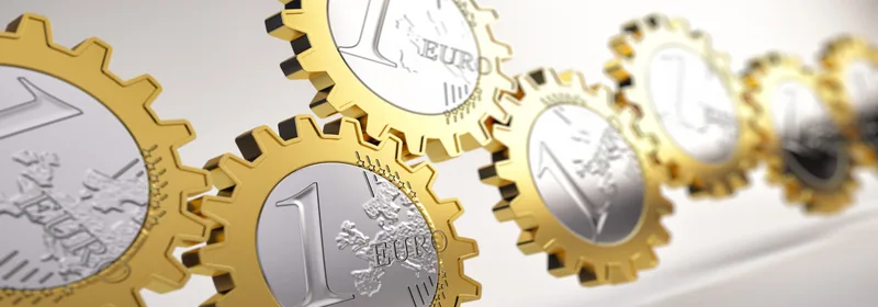 Rouages formés de pièces en euros